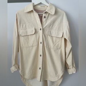 Anthropologie Maeve Butter Yellow Corduroy Button Shirt Jacket